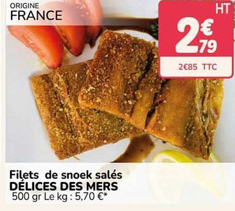 Filets de snoek salés DÉLICES DES MERS 500 gr Le kg : 5,70 €*