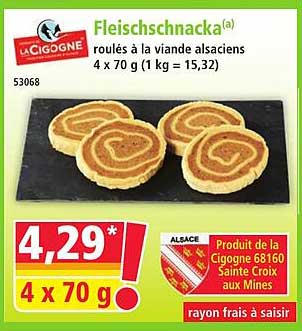 Fleischschnaka(a) roulés à la viande alsaciens 4 x 70 g (1 kg = 15,32)