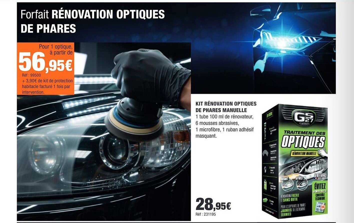 Forfait RÉNOVATION OPTIQUES DE PHARES