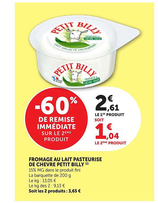 FROMAGE AU LAIT PASTEURISÉ DE CHÈVRE PETIT BILLY