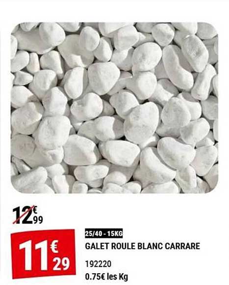 GALET ROULE BLANC CARRARE