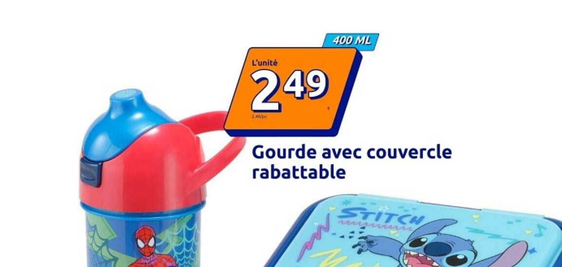 Gourde avec couvercle rabattable