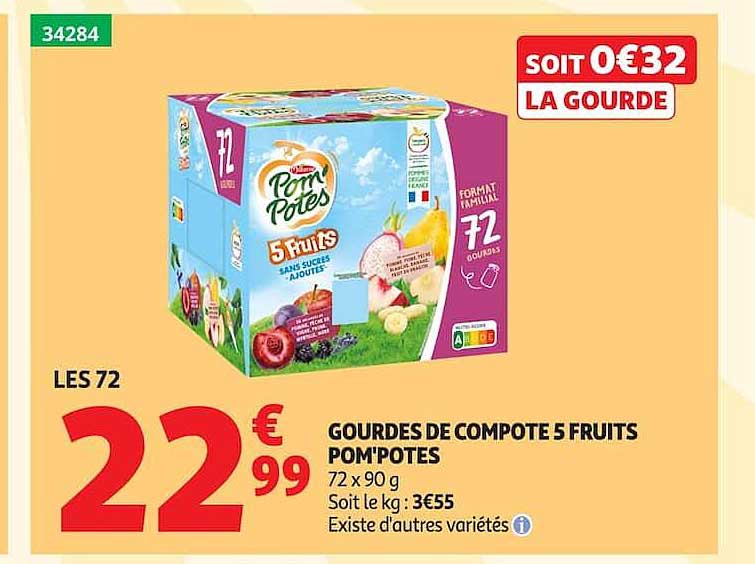 GOURDES DE COMPOTE 5 FRUITS POMPOTES