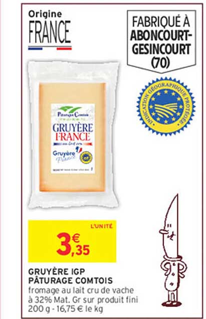 GRUYÈRE IGP PÂTURAGE COMTOIS