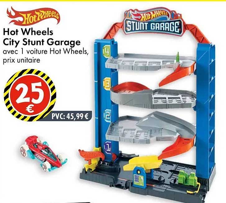 Hot Wheels City Stunt Garage avec 1 voiture Hot Wheels, prix unitaire