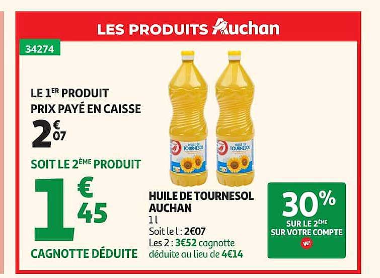 HUILE DE TOURNESOL AUCHAN