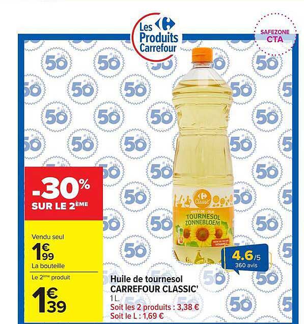 Huile de tournesol CARREFOUR CLASSIC' 1L