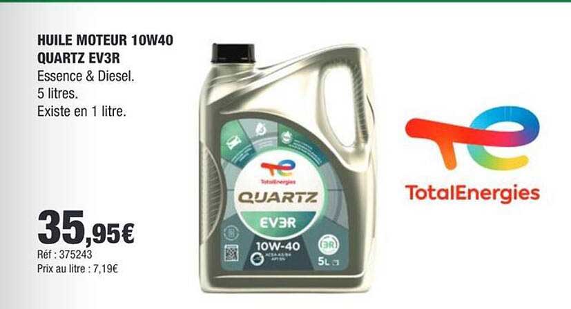 HUILE MOTEUR 10W40 QUARTZ EV3R