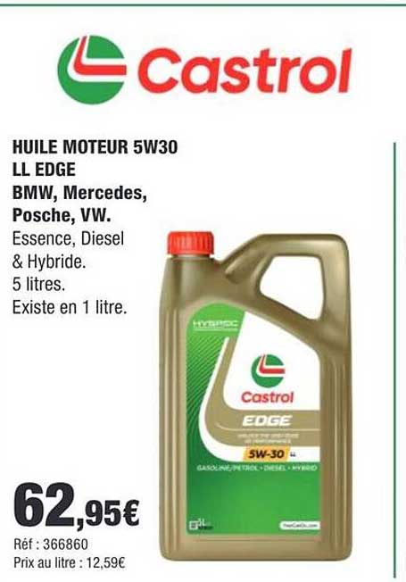 HUILE MOTEUR 5W30 LL EDGE BMW, Mercedes, Posche, VW. Essence, Diesel & Hybride. 5 litres. Existe en 1 litre.