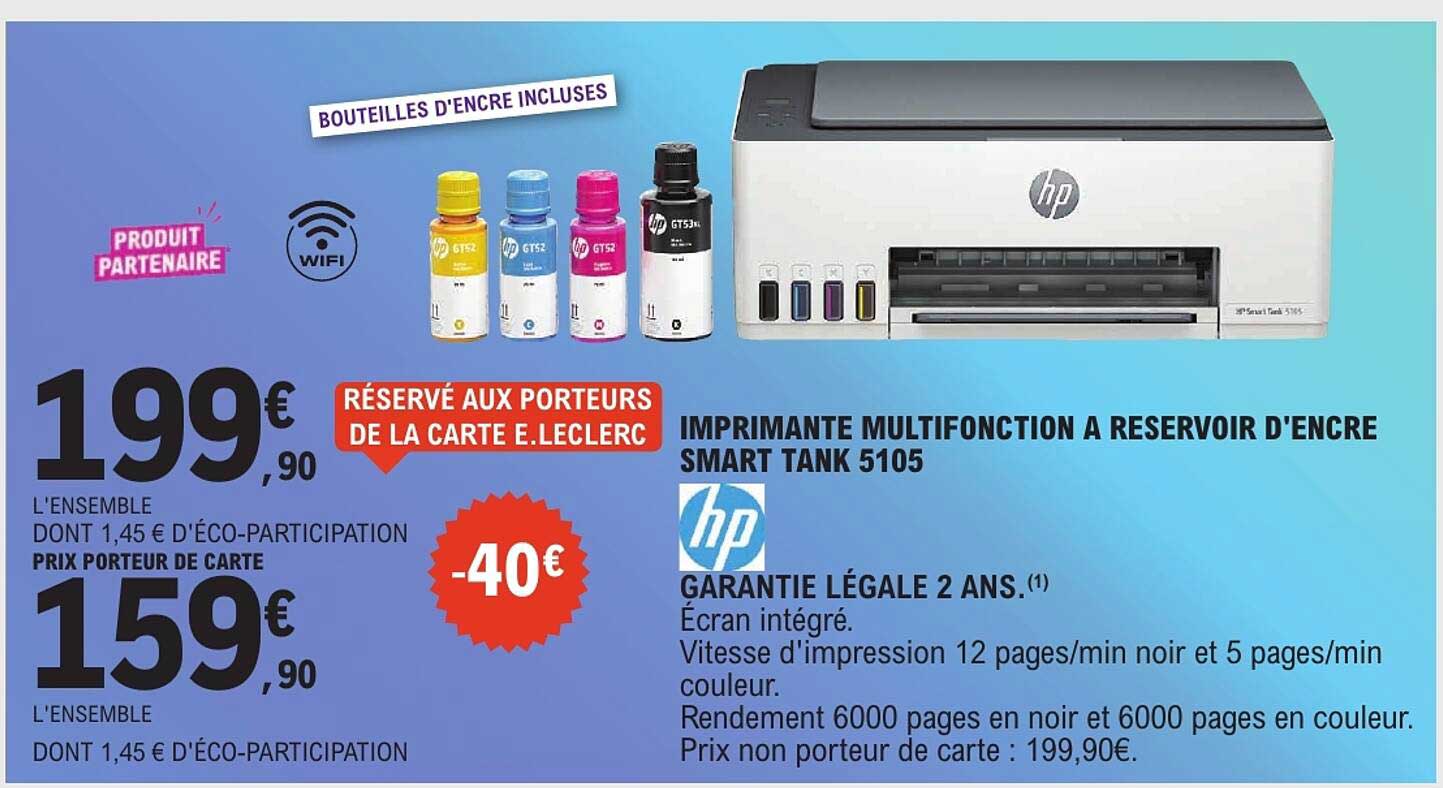 IMPRIMANTE MULTIFONCTION A RESERVOIR D'ENCRE SMART TANK 5105