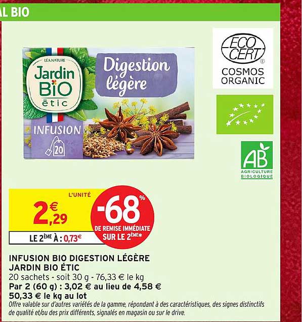 INFUSION BIO DIGESTION LÉGÈRE JARDIN BIO ÉTIC