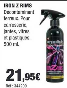 IRON Z RIMS Décontaminant ferreux. Pour carrosserie, jantes, vitres et plastiques. 500 ml.