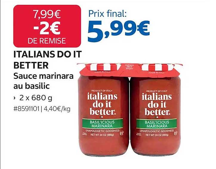 ITALIANS DO IT BETTER Sauce marinara au basilic