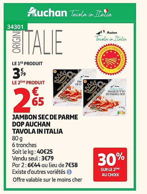 JAMBON SEC DE PARME DOP AUCHAN TAVOLA IN ITALIA