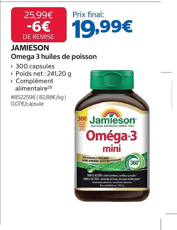 JAMIESON Omega 3 huiles de poisson