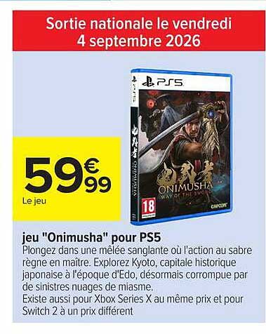 jeu "Onimusha" pour PS5
