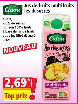Jus de fruits multifruits les désucrés