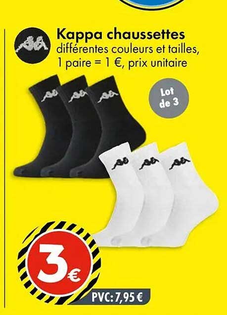Kappa chaussettes différentes couleurs et tailles, 1 paire = 1 €, prix unitaire