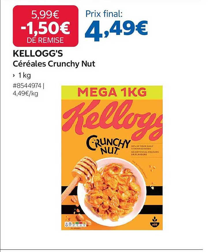 KELLOGG'S Céréales Crunchy Nut