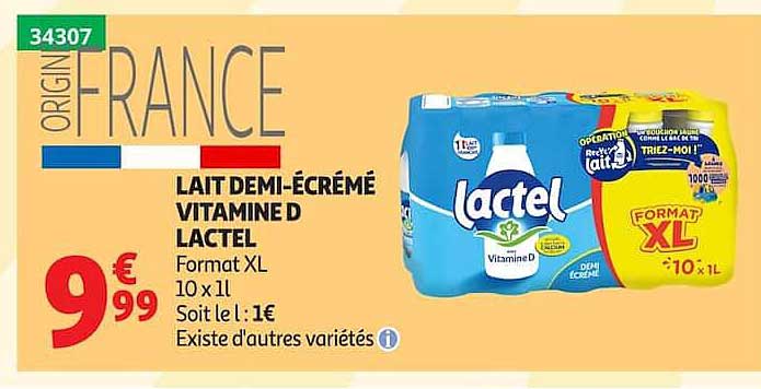 LAIT DEMI-ÉCRÉMÉ VITAMINÉ LACTEL