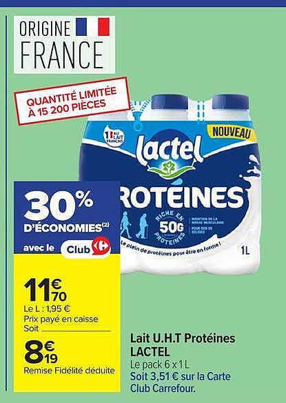 Lait U.H.T Protéines LACTEL