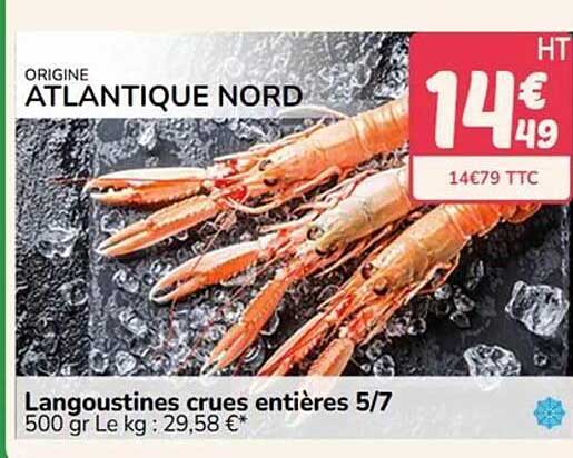 Langoustines crues entières 5/7