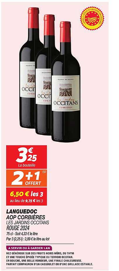 LANGUEDOC AOP CORBIERES LES JARDINS OCCITANS ROUGE 2024