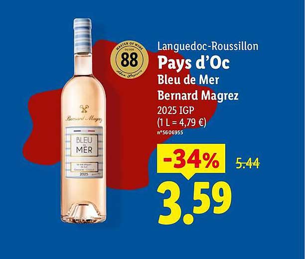 Languedoc-Roussillon Pays d’Oc Bleu de Mer Bernard Magrez 2025 IGP