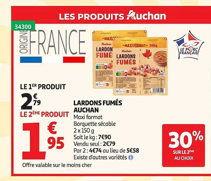 LARDONS FUMÉS AUCHAN