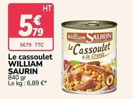 Le cassoulet WILLIAM SAURIN 840 gr