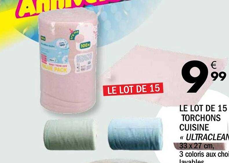 LE LOT DE 15 TORCHONS CUISINE « ULTRACLEAN »