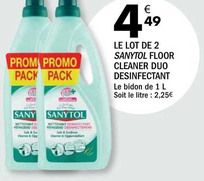 LE LOT DE 2 SANYTOL FLOOR CLEANER DUO DESINFECTANT