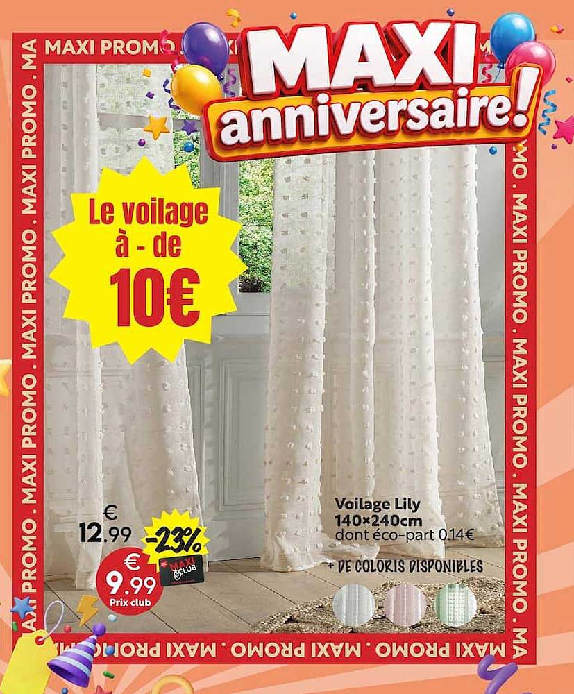 Le voilage à - de 10€