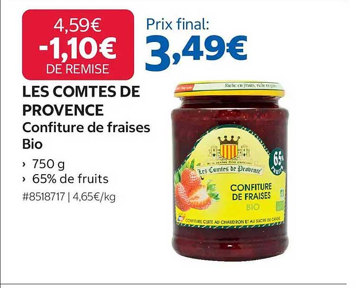 LES COMTES DE PROVENCE Confiture de fraises Bio