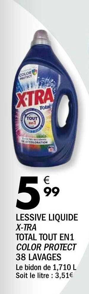 LESSIVE LIQUIDE X-TRA TOTAL TOUT EN1 COLOR PROTECT 38 LAVAGES