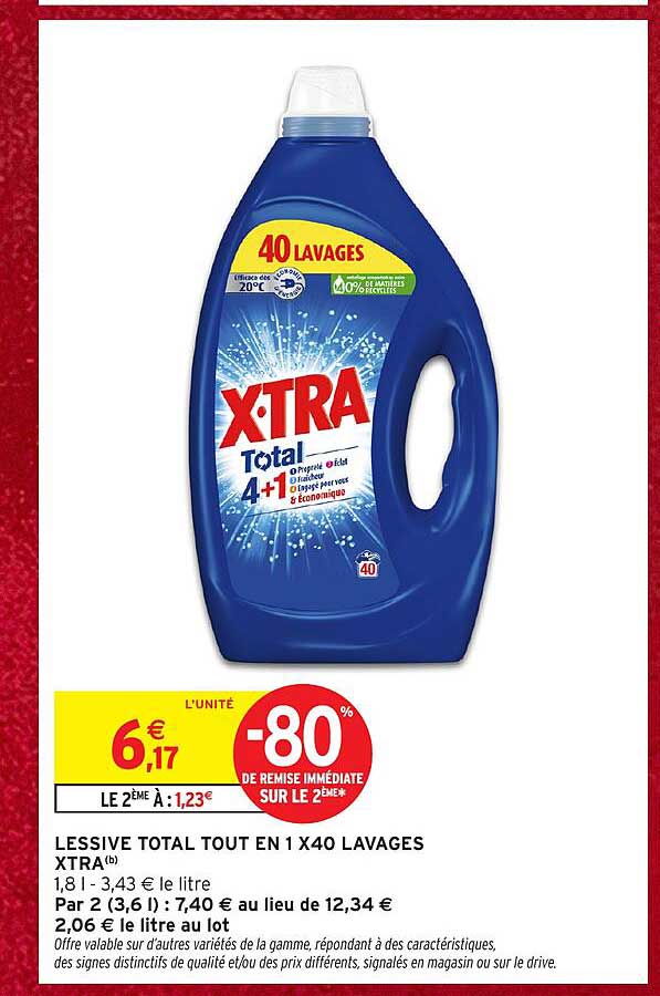 LESSIVE TOTAL TOUT EN 1 X40 LAVAGES XTRA