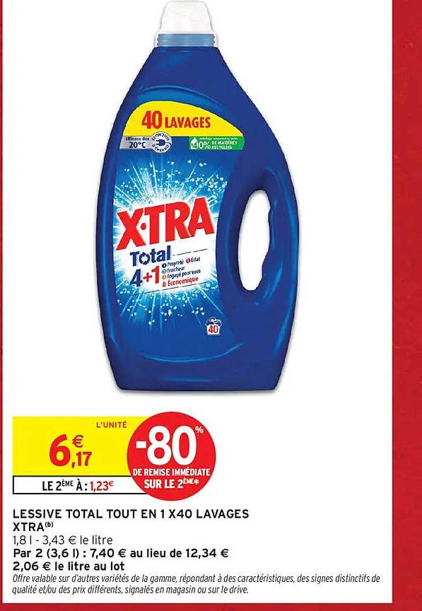 LESSIVE TOTAL TOUT EN 1 X40 LAVAGES XTRA