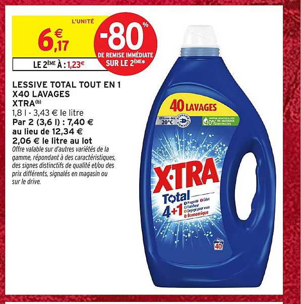 LESSIVE TOTAL TOUT EN 1 X40 LAVAGES XTRA(b)