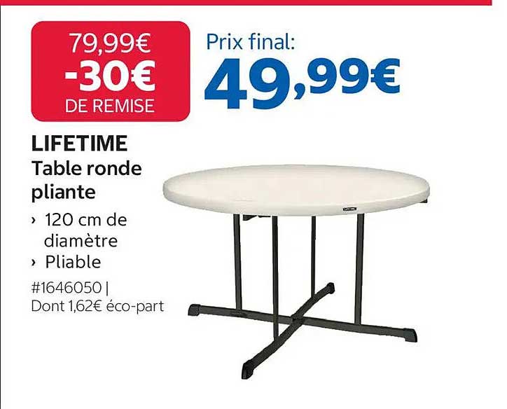 LIFETIME Table ronde pliante