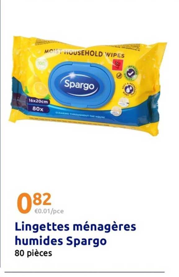 Lingettes ménagères humides Spargo 80 pièces