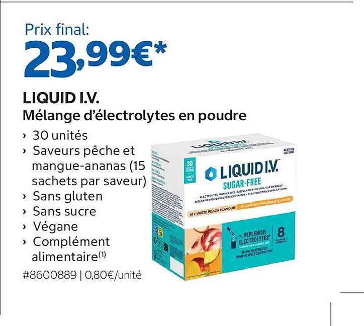 LIQUID I.V. Mélange d’électrolytes en poudre