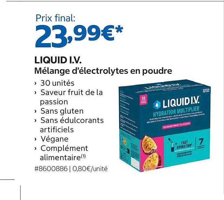 LIQUID I.V. Mélange d’électrolytes en poudre