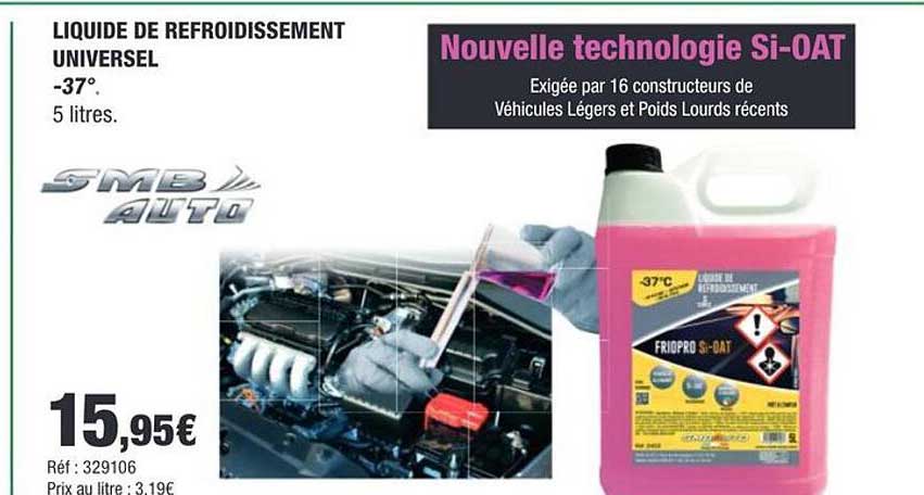 LIQUIDE DE REFROIDISSEMENT UNIVERSEL -37° 5 litres.