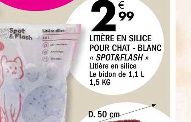 LITIÈRE EN SILICE POUR CHAT - BLANC « SPOT&FLASH »