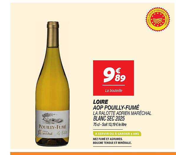 LOIRE AOP POUILLY-FUMÉ LA PALOTTE ADRIEN MARÉCHAL BLANC SEC 2025