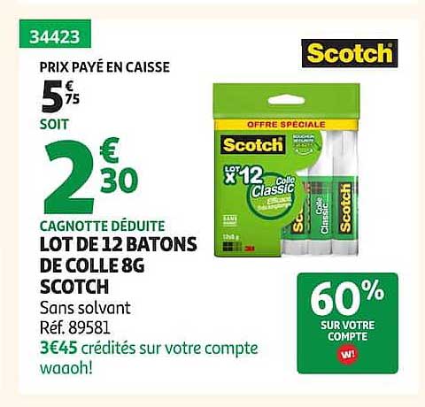 LOT DE 12 BATONS DE COLLE 8G SCOTCH