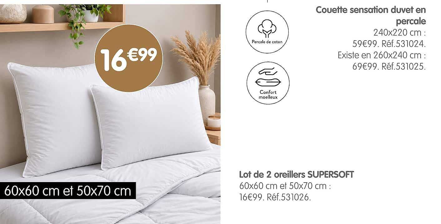 Lot de 2 oreillers SUPERSOFT