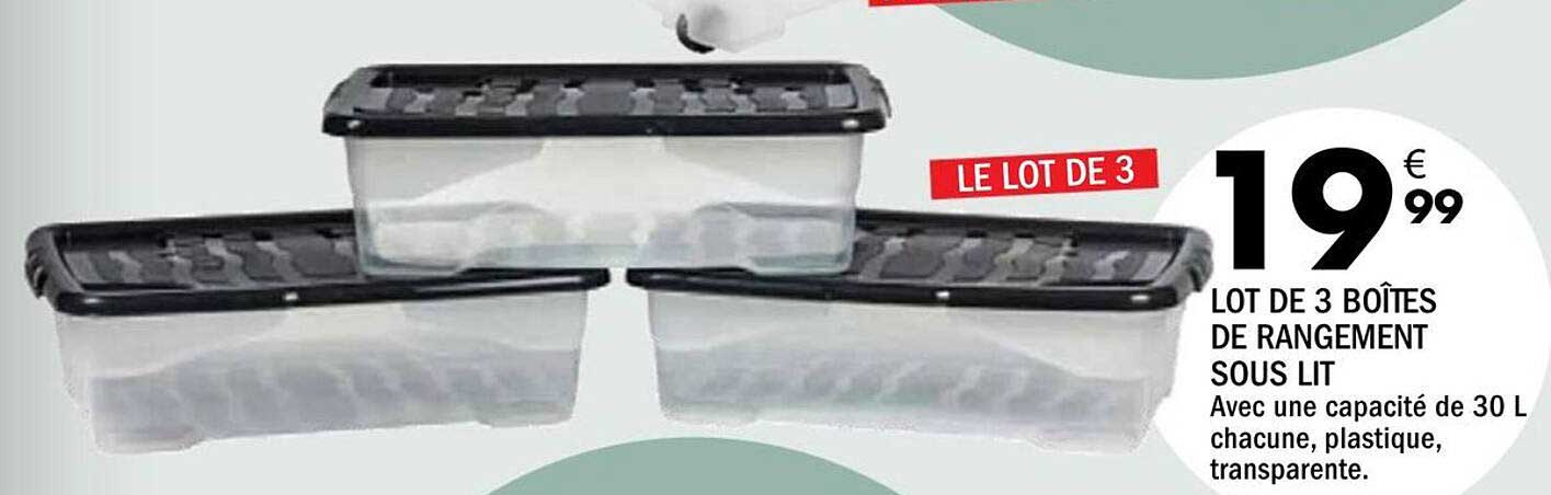 LOT DE 3 BOÎTES DE RANGEMENT SOUS LIT