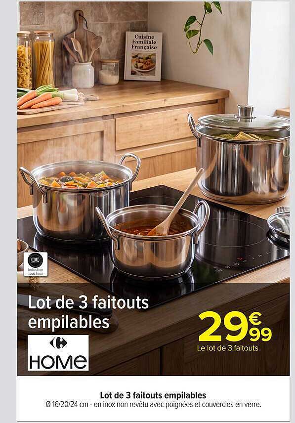 Lot de 3 faitouts empilables