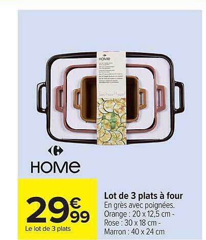 Lot de 3 plats à four
